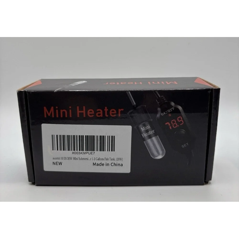 20W Mini Submersible Aquarium Heater Small With  Temp Display & Thermometer Fish